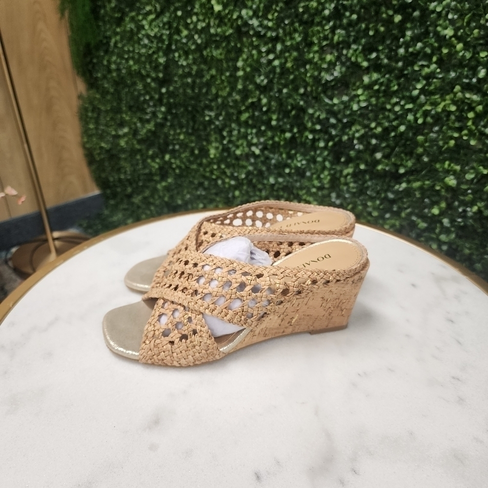 Donald Pliner Women's Square Toe Specked Cork Wedge Beige Sandals - Picture 6 of 6